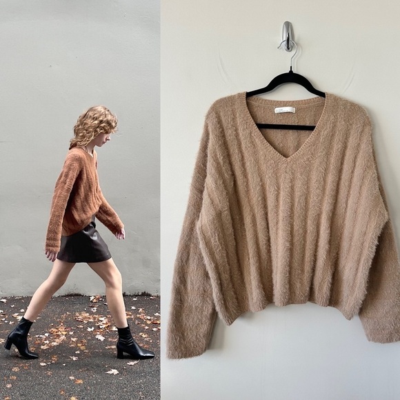 OAK + FORT Sweaters - Oak & Fort-Fuzzy Boxy Oversized Sweater (Size:Small)